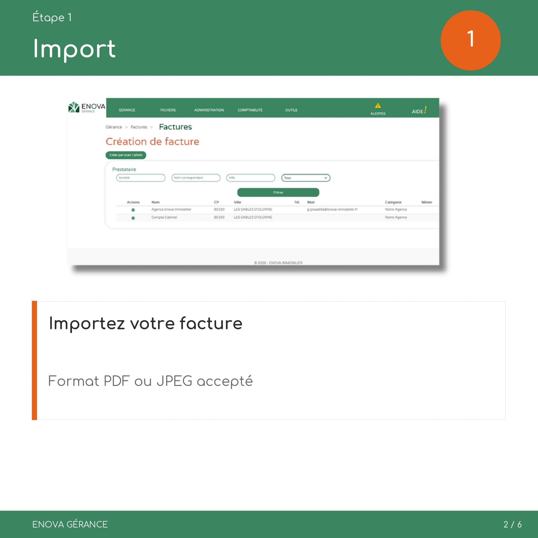 Étape 1 - Import de la facture